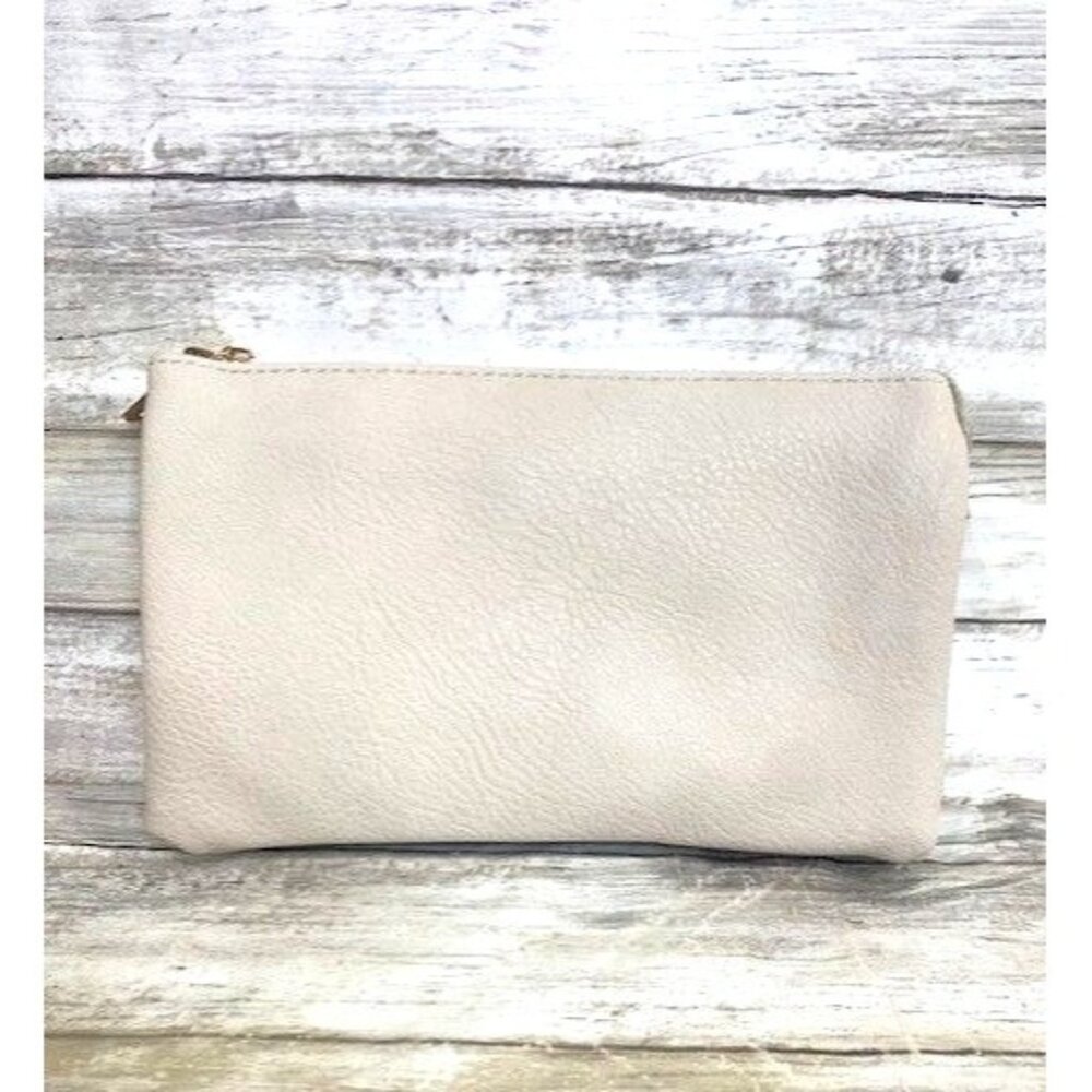 Jen &‎ Co Vegan Leather Ivory Crossbody Clutch with Multi-Compartment Design
